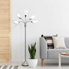 Simple Designs 5 Light Adjustable Gooseneck Silver Floor Lamp with White Shades LF2006-SVW